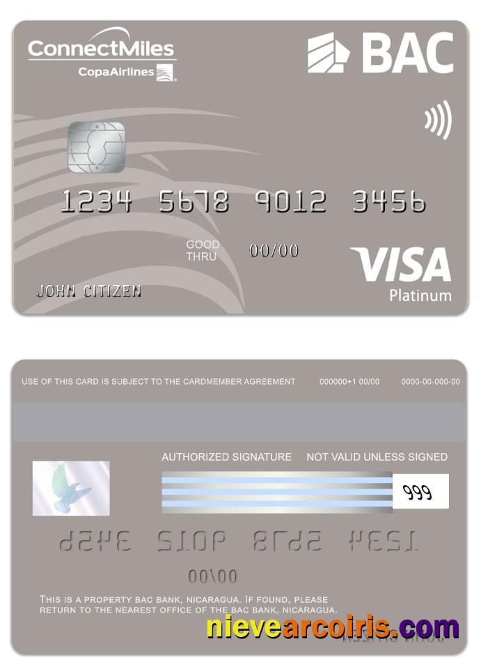 Nicaragua BAC Bank visa platinum card